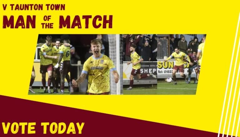 Vote for your Man of the Match – Taunton Town Jan 2024