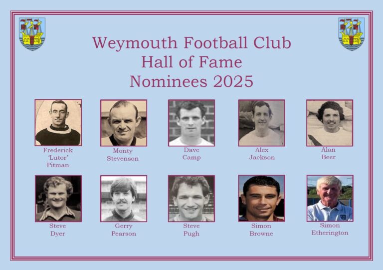 Weymouth FC Hall of Fame 2025 – voting