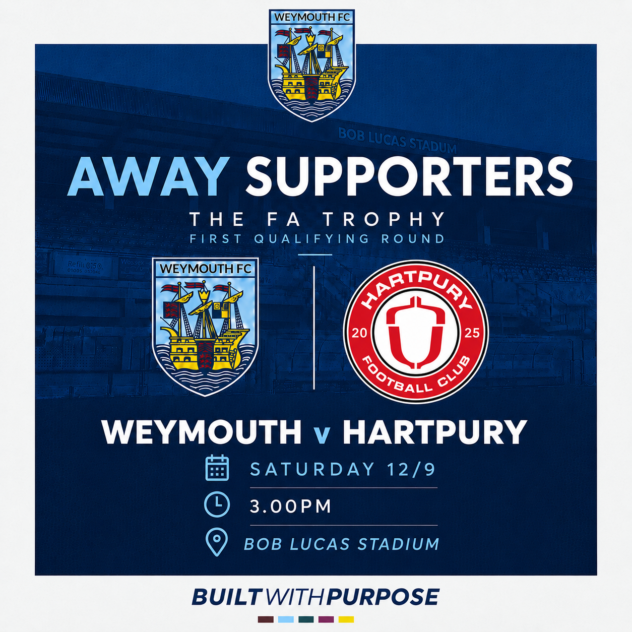 Away Supporter Tickets — Weymouth v Hartpury (FA Trophy)