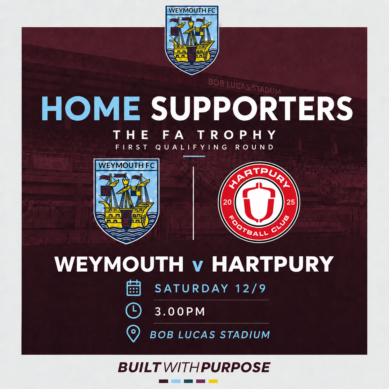 Match Tickets — Weymouth v Hartpury (FA Trophy)