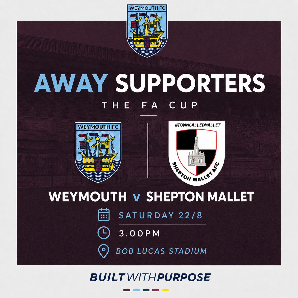 Away Supporter Tickets — Weymouth v Shepton Mallet