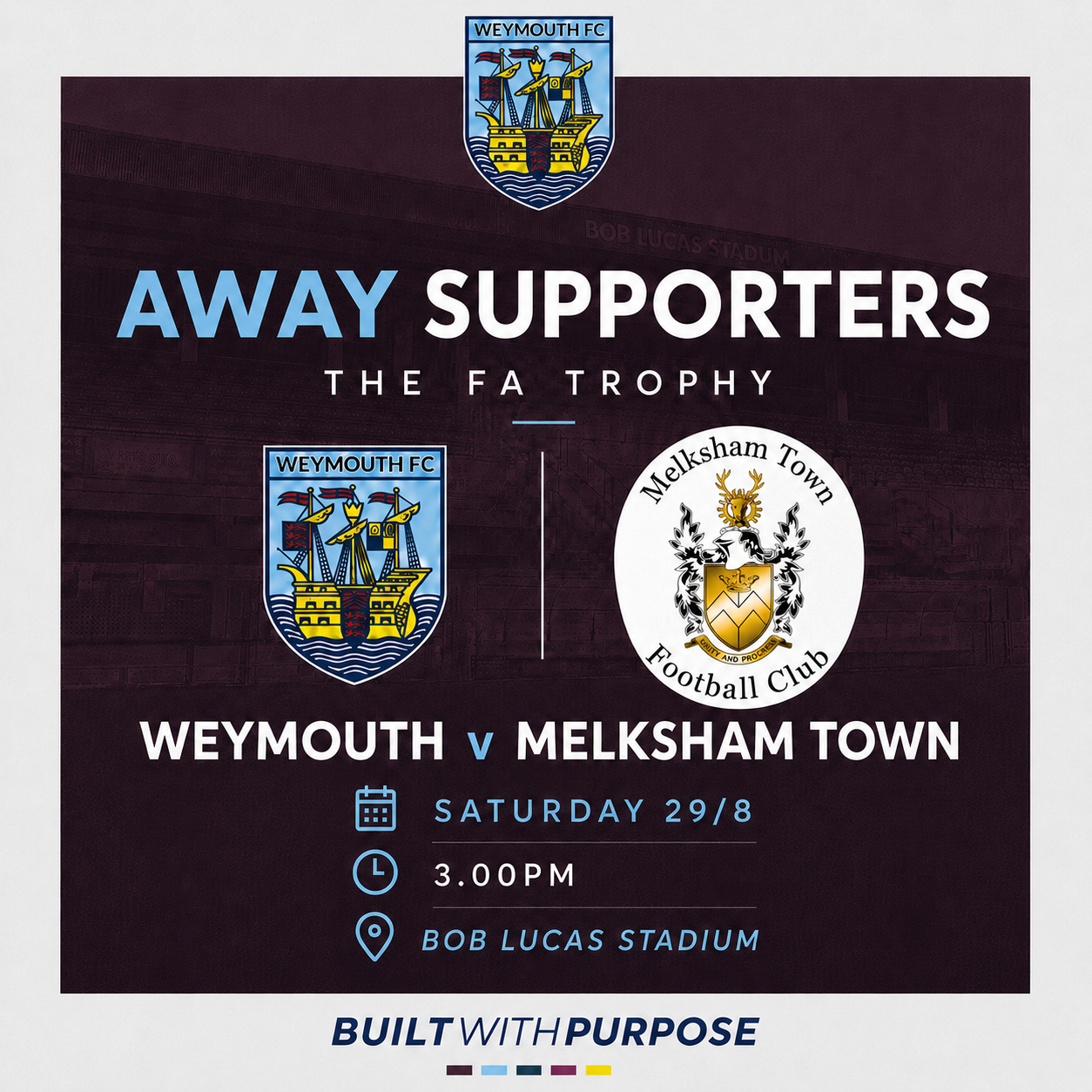 Away Supporter Tickets — Weymouth v Melksham Town